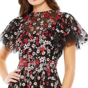NWT Mac Dougall sz16 rare black embroidered beaded dress MSR $798